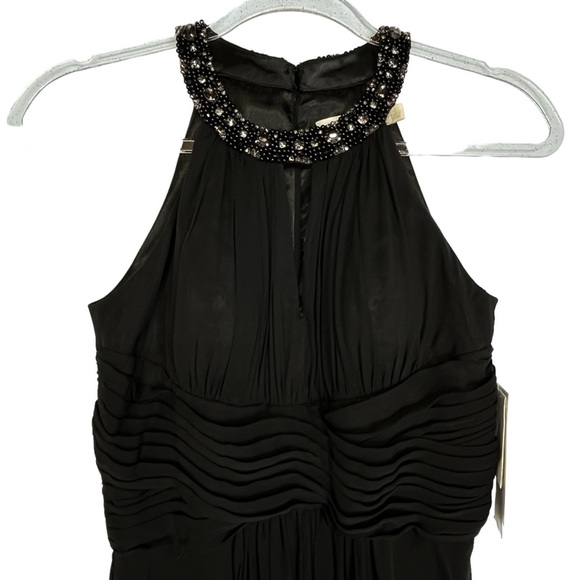 Eliza J Jeweled Collar Halter Tiered Maxi Dress Formal Gown Women 0-2 Black NWT - Picture 3 of 11
